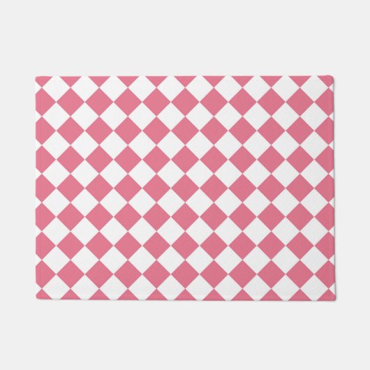 Pink White Diamond Schachbrett Muster Fußmatte (Vorderseite)