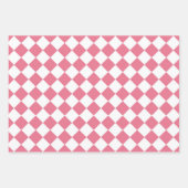Pink White Diamond Schachbrett Muster Geschenkpapier Set (Vorderseite 2)
