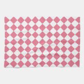 Pink White Diamond Schachbrett Muster Geschirrtuch (Horizontal)