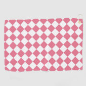 Pink White Diamond Schachbrett Muster Golfhandtuch (Horizontal)