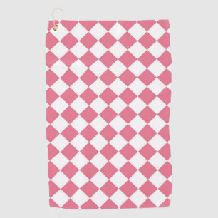 Pink White Diamond Schachbrett Muster Golfhandtuch