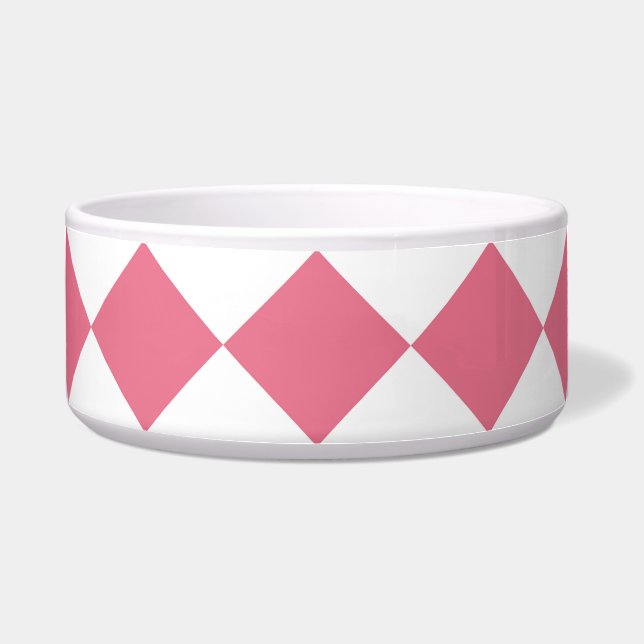 Pink White Diamond Schachbrett Muster Napf (Vorderseite)