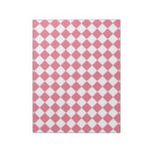 Pink White Diamond Schachbrett Muster Notizblock (Rotiert)