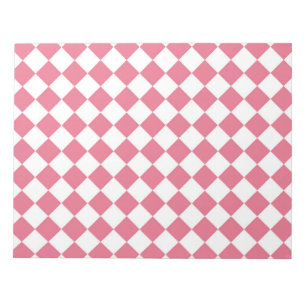 Pink White Diamond Schachbrett Muster Notizblock
