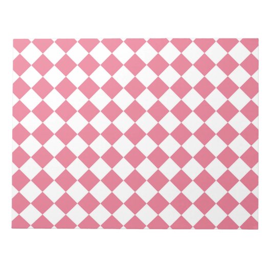 Pink White Diamond Schachbrett Muster Notizblock (Vorderseite)