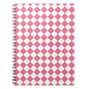Pink White Diamond Schachbrett Muster Notizblock