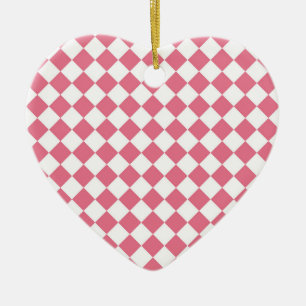 Pink White Diamond Schachbrett Muster Ornament