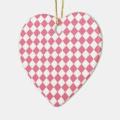 Pink White Diamond Schachbrett Muster Ornament (Links)
