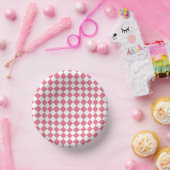 Pink White Diamond Schachbrett Muster Pappteller (Party)