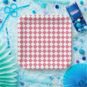 Pink White Diamond Schachbrett Muster Pappteller (Party)