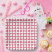 Pink White Diamond Schachbrett Muster Pappteller (Party)