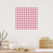 Pink White Diamond Schachbrett Muster Poster (Küche)