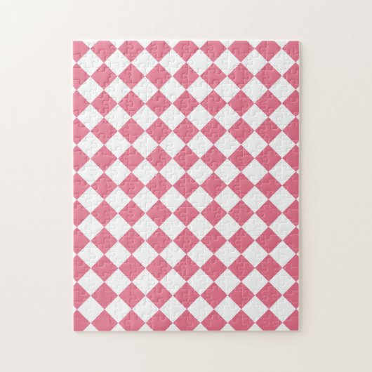 Pink White Diamond Schachbrett Muster Puzzle (Vertikal)