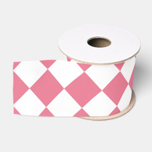 Pink White Diamond Schachbrett Muster Ripsband
