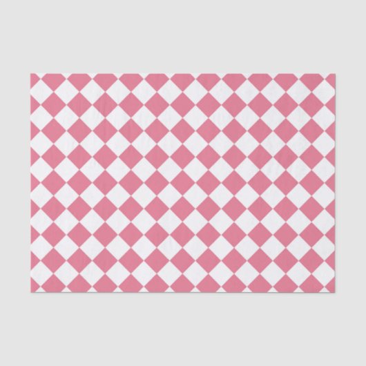 Pink White Diamond Schachbrett Muster Seidenpapier (Vorderseite)