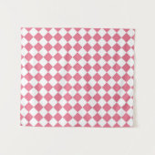 Pink White Diamond Schachbrett Muster Wandteppich (Vorderseite (Horizontal))