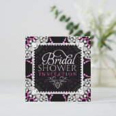 Pink White Diamond Sparkle Brautparty laden ein Einladung (Stehend Vorderseite)