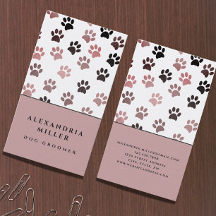 Pink White Dog Paw Prints Hunde wachsen Visitenkarte