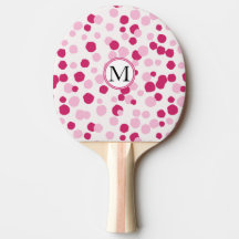 Pink White Dots Custom Monogram Ping Pong Paddel