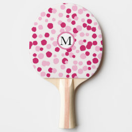 Pink White Dots Custom Monogram Ping Pong Paddel Tischtennis Schläger