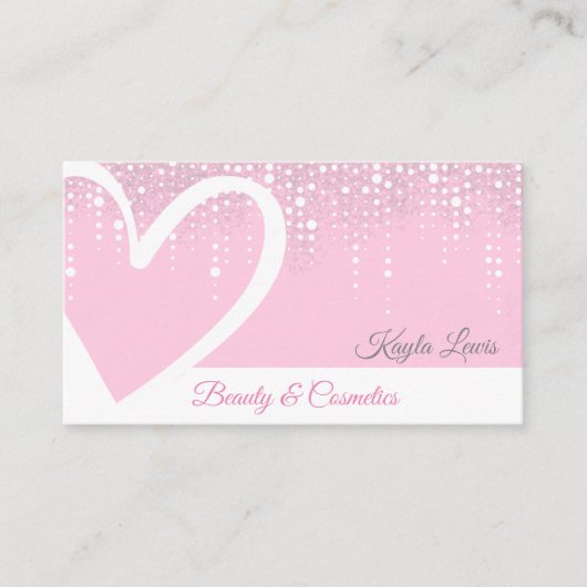 Pink White Driving Niedlich Heart Beauty Kosmetik Visitenkarte (Vorderseite)