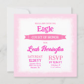 Pink & White Eagle Court of Honor Party Einladung (Vorderseite)