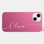 Pink White Elegance Calligraphy Script Name Case-Mate iPhone Hülle (Rückseite (Horizontal))