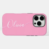 Pink White Elegance Calligraphy Script Name Case-Mate iPhone Hülle (Rückseite (Horizontal))