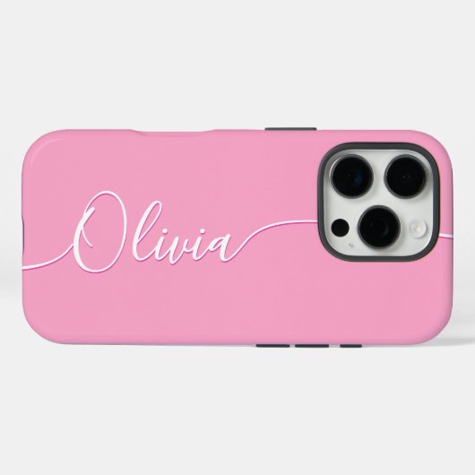 Pink White Elegance Calligraphy Script Name Case-Mate iPhone Hülle (Rückseite (Horizontal))
