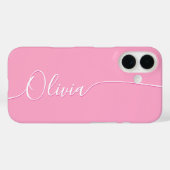 Pink White Elegance Calligraphy Script Name Case-Mate iPhone Hülle (Rückseite (Horizontal))