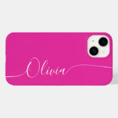 Pink White Elegance Calligraphy Script Name Case-Mate iPhone Hülle (Rückseite (Horizontal))