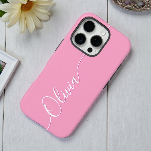Pink White Elegance Calligraphy Script Name Case-Mate iPhone Hülle