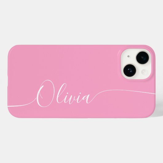 Pink White Elegance Calligraphy Script Name Case-Mate iPhone Hülle (Rückseite (Horizontal))