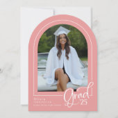 Pink White Elegant Foto 2025 Grad Ankündigung (Vorderseite)