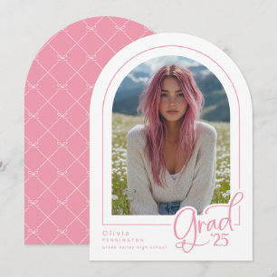 Pink White Elegant Foto 2025 Grad Ankündigung