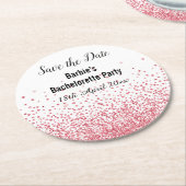 PINK WHITE ELEGANT SAVE THE DATE Bachelorette Runder Pappuntersetzer (Angewinkelt)