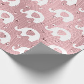 Pink White Elephant Baby Dusche Princess Girl Geschenkpapier (Ecke)