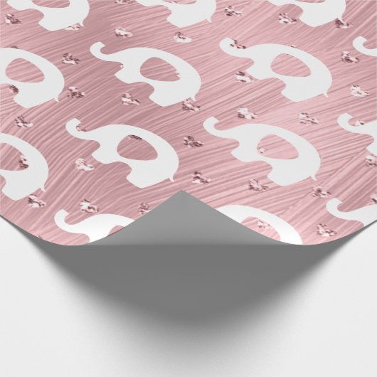 Pink White Elephant Baby Dusche Princess Girl Geschenkpapier (Ecke)