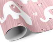 Pink White Elephant Baby Dusche Princess Girl Geschenkpapier (Rolleneckpunkt)