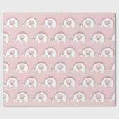 Pink White Elephant Baby Shower Pastel Baby Girl Geschenkpapier (Flach)