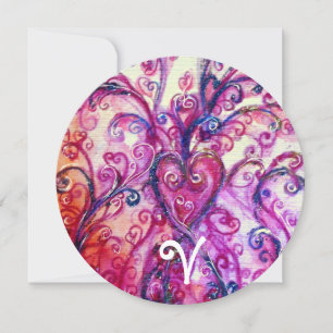 PINK WHITE EXTRAVAGANT HEART SCHNÖRKEL Floral Mono Einladung