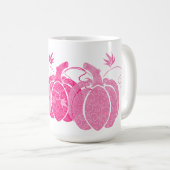 Pink & White Fall Filigree Pumpkins Kaffeetasse (VorderseiteRechts)