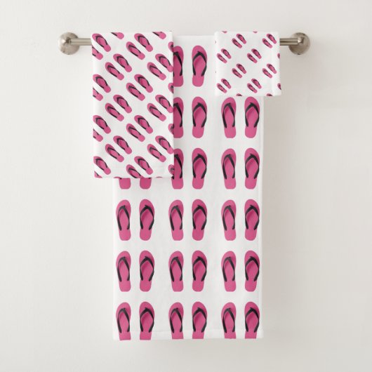 Pink White Flip Flops Kinder Badhandtuch Set (Insitu)