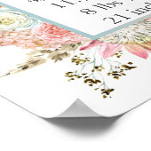 Pink White Floral Baby Geburtsstunde Personalisier Poster (Ecke)