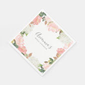 Pink White Floral Botanic Hübsch Bridal Luncheon Serviette (Ecke)