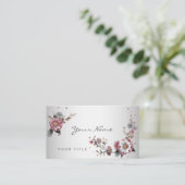 Pink White Floral Business Card Visitenkarte (Stehend Vorderseite)
