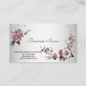 Pink White Floral Business Card Visitenkarte (Rückseite)
