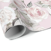 Pink White Floral Cowgirl Stiefel Geburtstag Geschenkpapier (Rolleneckpunkt)