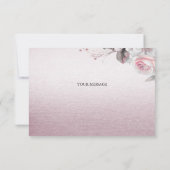 Pink White Floral Danke Karte (Rückseite)