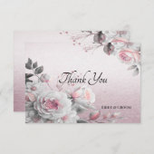 Pink White Floral Danke Karte (Vorne/Hinten)